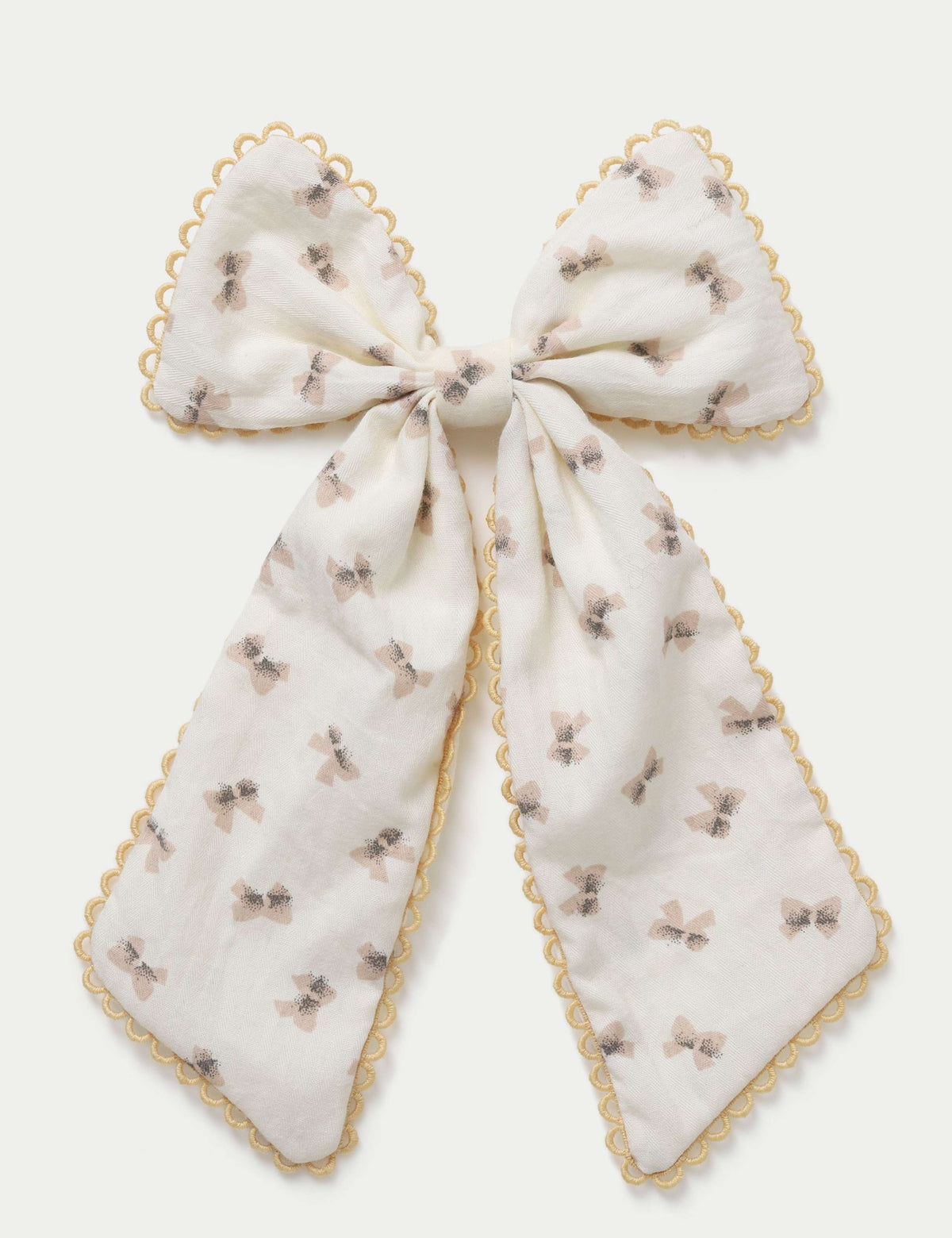 Cream Print Large Bow hair accessory - British product