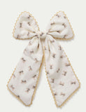 Cream Print Large Bow hair accessory - British product