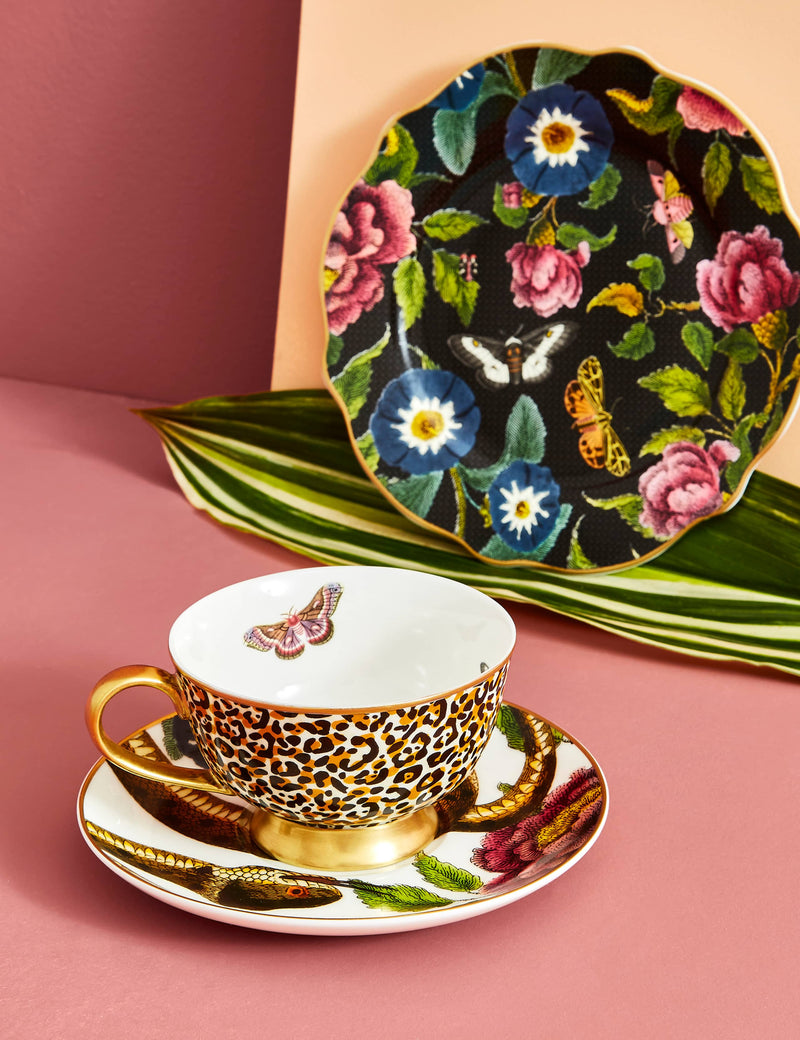 Spode fine china cup and saucer with leopard and snake prints 200ml - British product