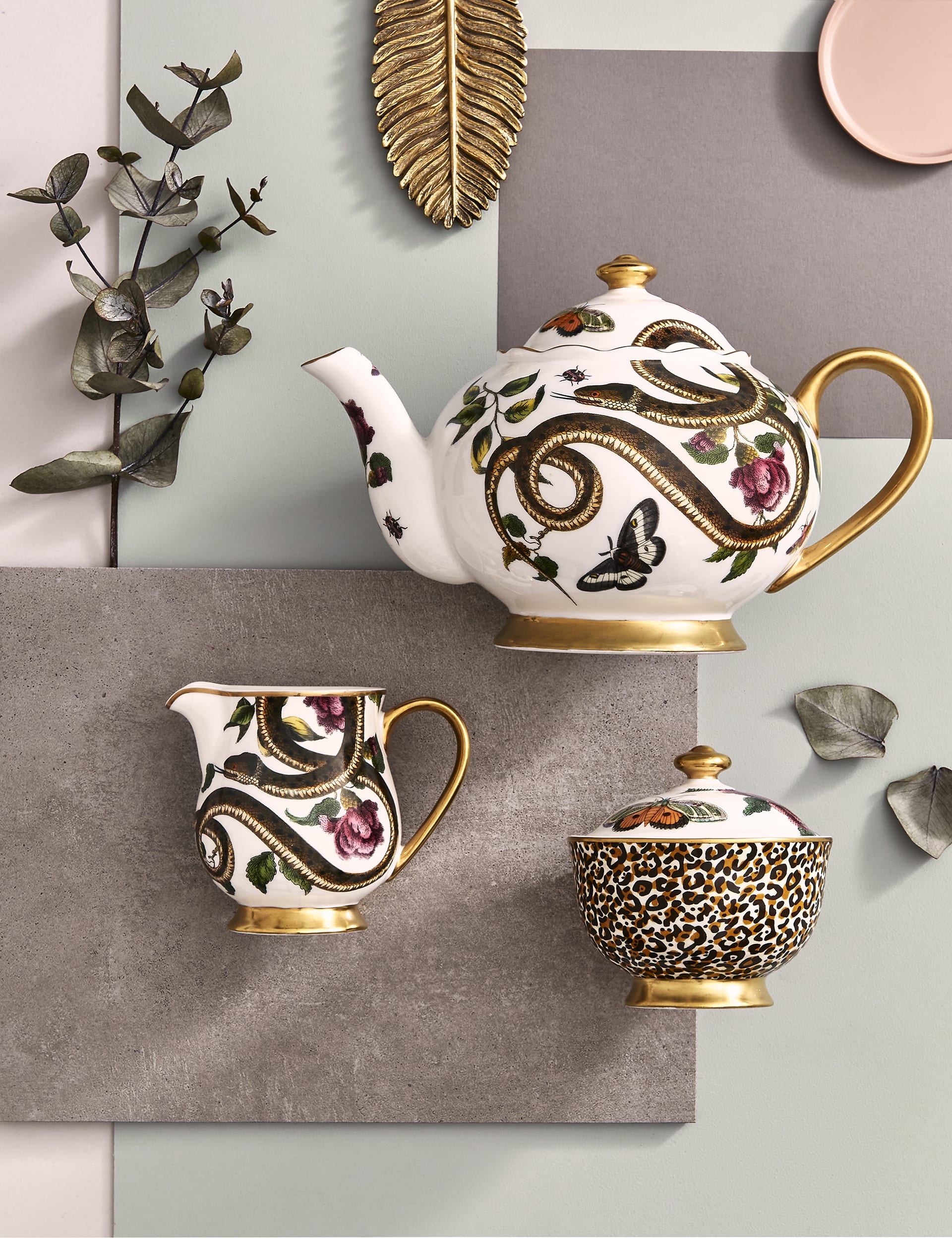 Creatures of Curiosity snake teapot, fine china, UK version