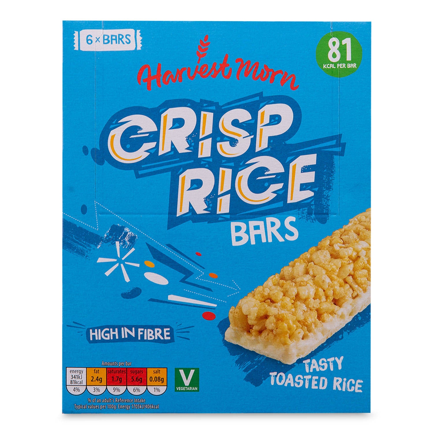 Crisp rice cereal bars with milk glaze 6 pack - British product