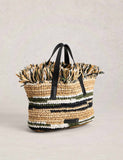 White Stuff crochet tote bag with paper outer and cotton lining (British brand)