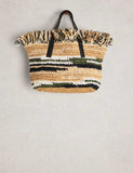 White Stuff crochet tote bag with paper outer and cotton lining (British brand)