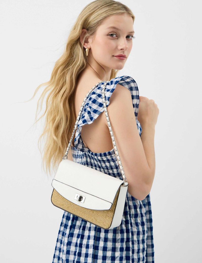 Accessorize cross body bag in raffia fabric with twistlock (British brand)