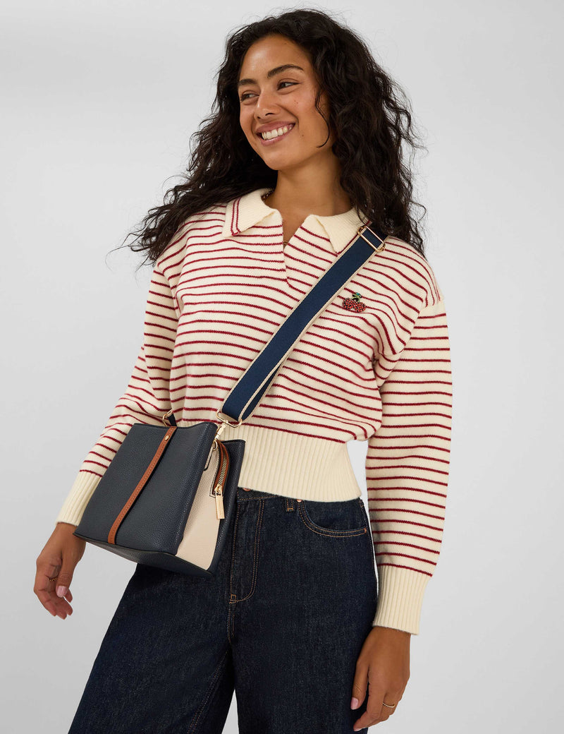 Accessorize cross body bag with three zipped compartments (British brand)