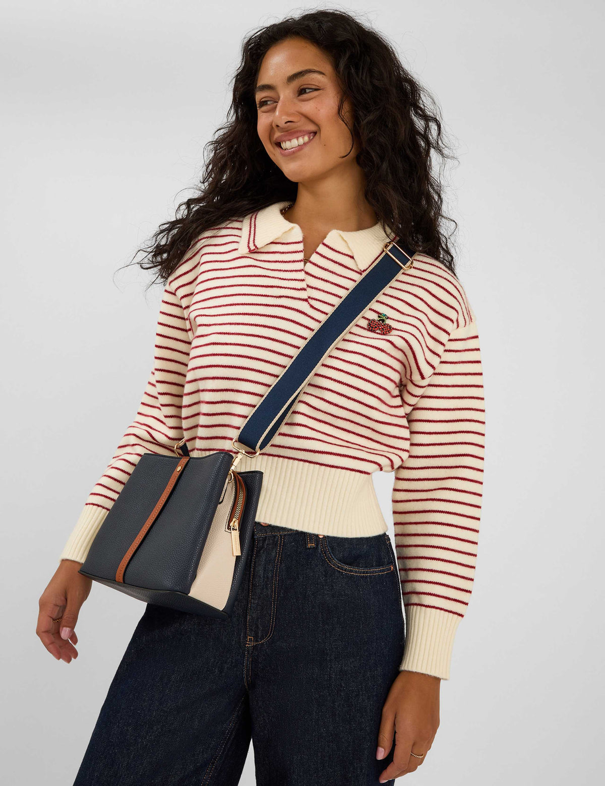 Accessorize cross body bag with three zipped compartments (British brand)