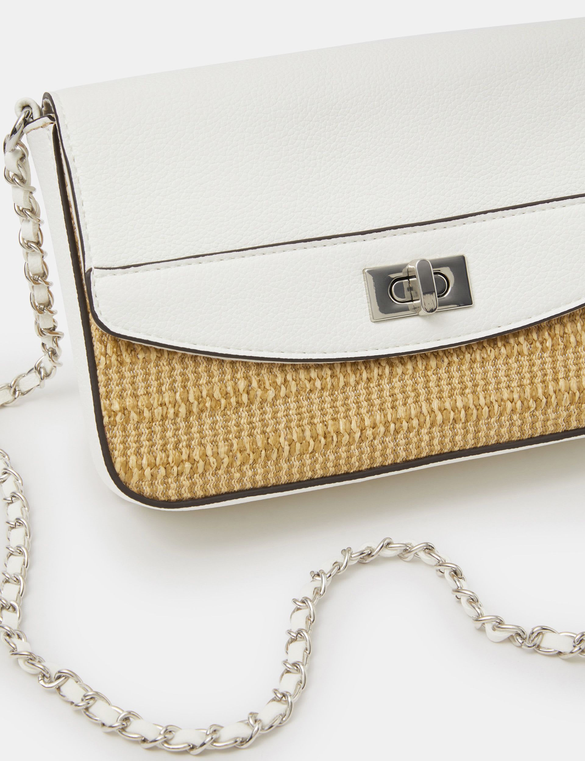 Accessorize cross body bag in raffia fabric with twistlock (British brand)