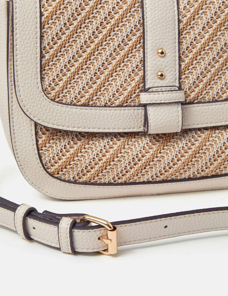 Accessorize cross body bag with woven design and faux leather trims (British brand)