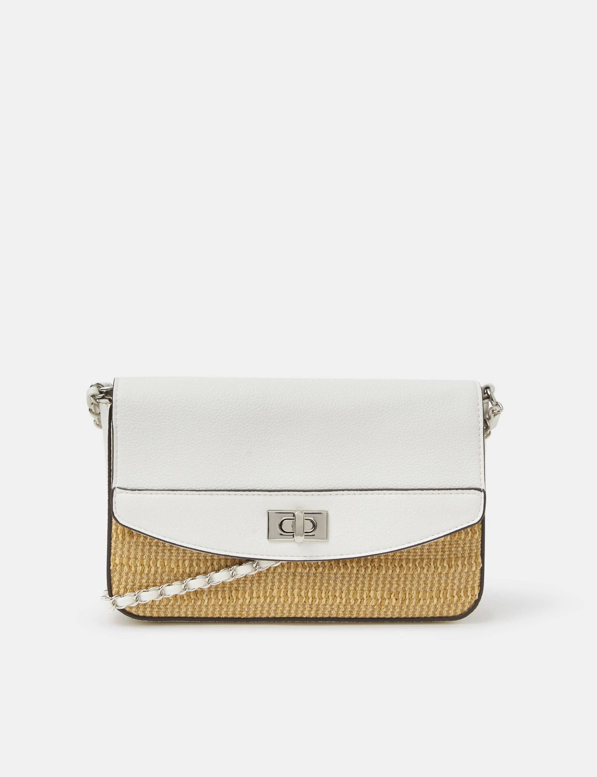 Accessorize cross body bag in raffia fabric with twistlock (British brand)