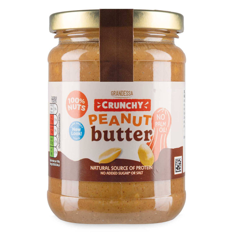 Crunchy 100% peanut butter made with roasted peanuts, UK version
