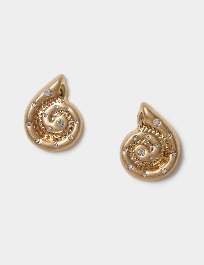 Crystal shell stud earrings with glass details, imported from the UK