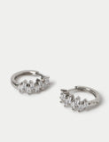 Cubic zirconia baguette stone earrings platinum plated hoop British product