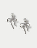 Earrings cubic zirconia bow platinum plated, UK version