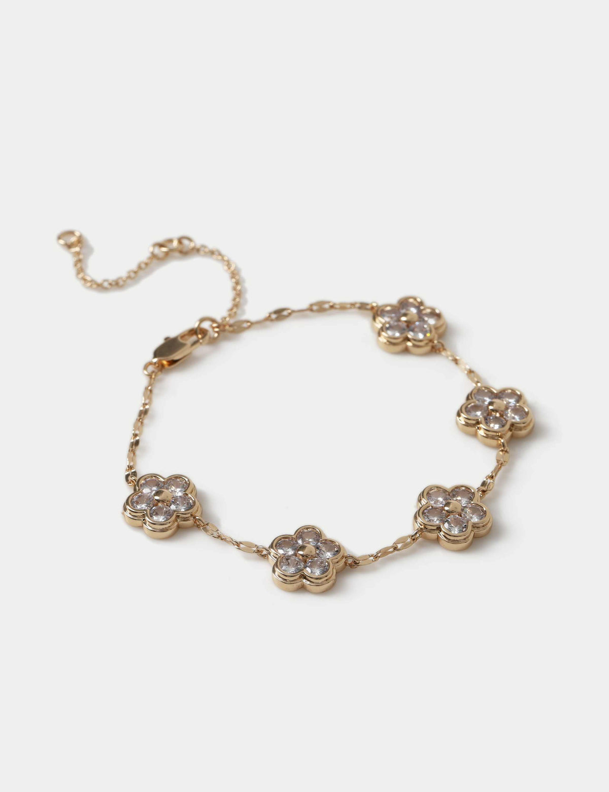 Cubic zirconia flower bracelet with metal setting (British brand)