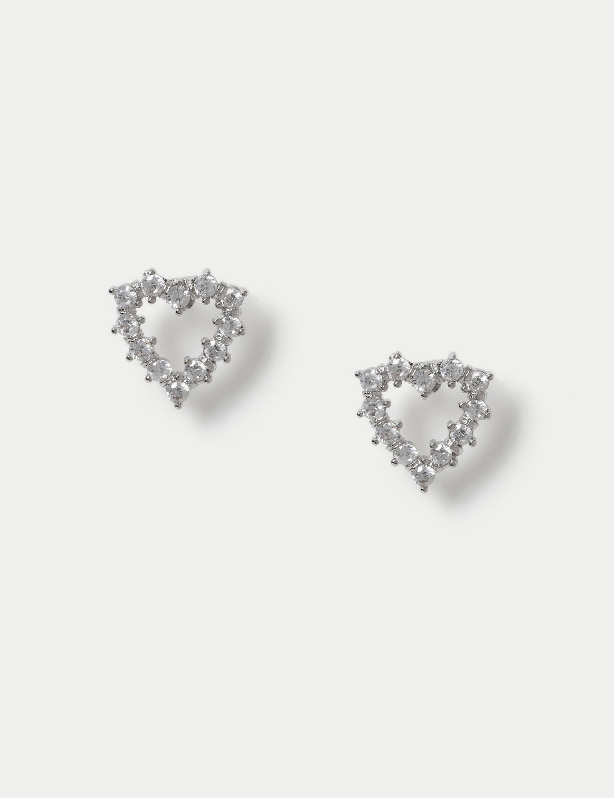 Cubic zirconia heart stud earrings, UK version