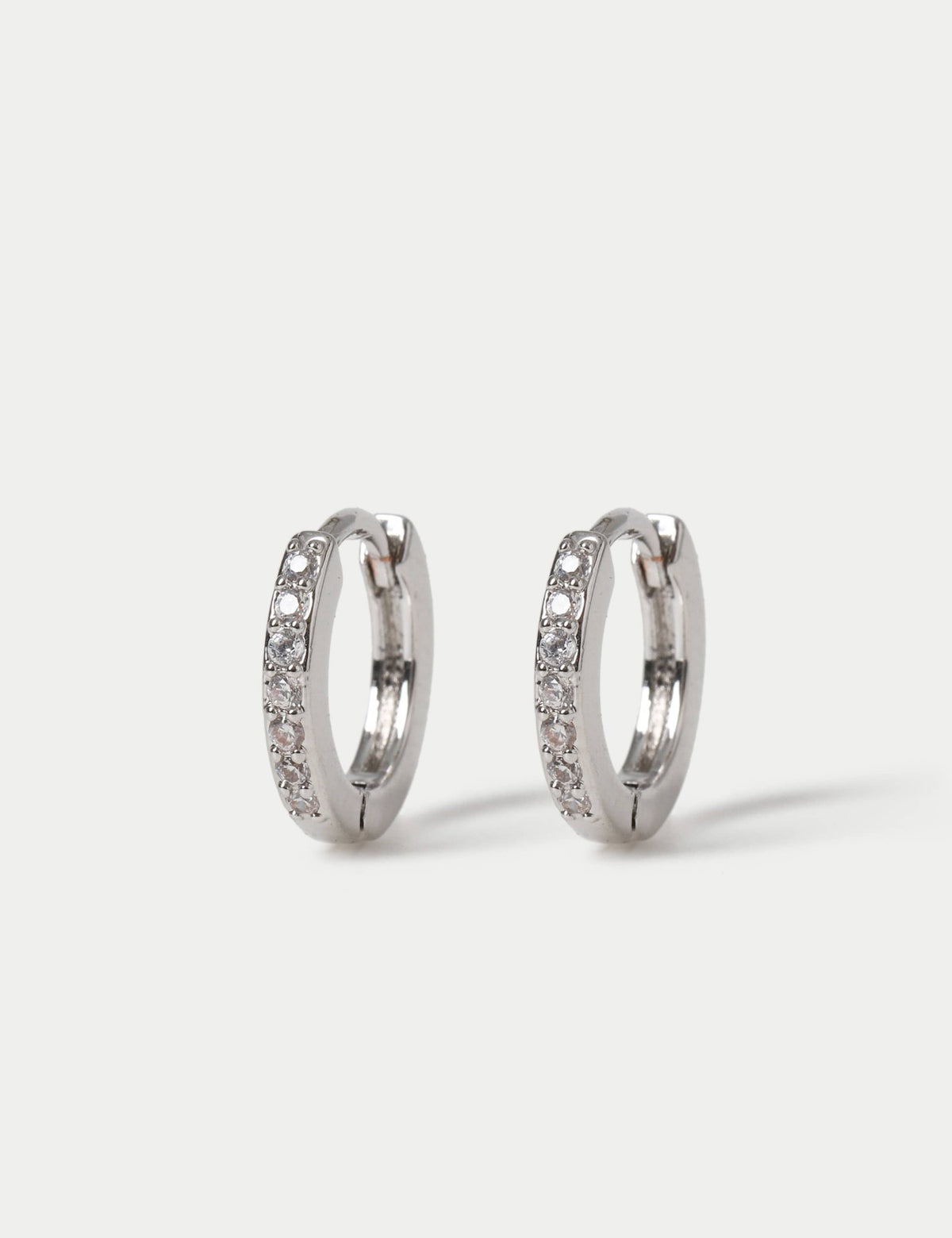 Cubic zirconia hoop earrings platinum plated - British product