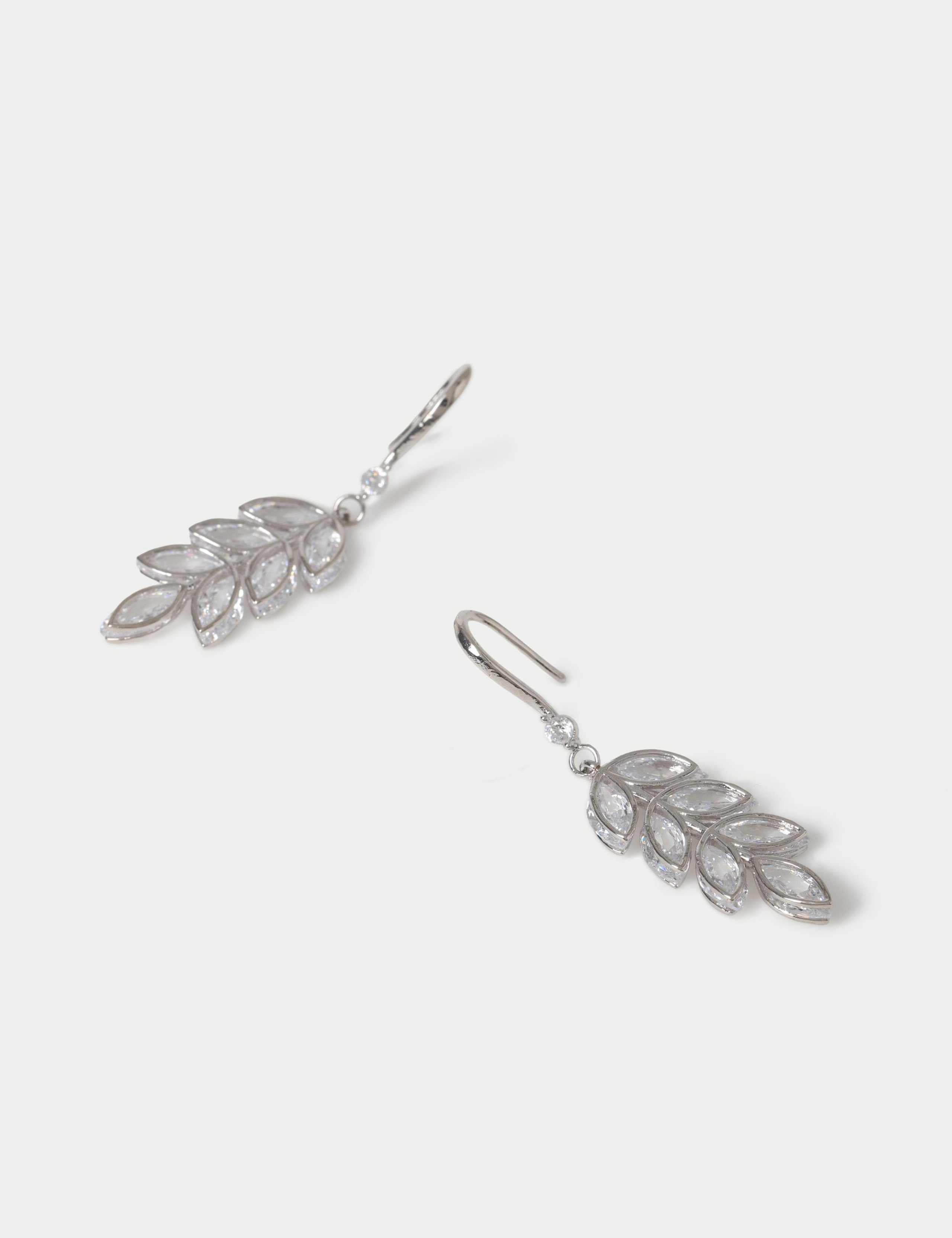 Cubic Zirconia Leaf Earrings drop style, imported from the UK
