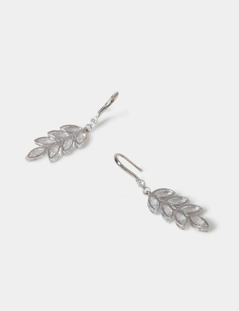 Cubic Zirconia Leaf Earrings drop style, imported from the UK