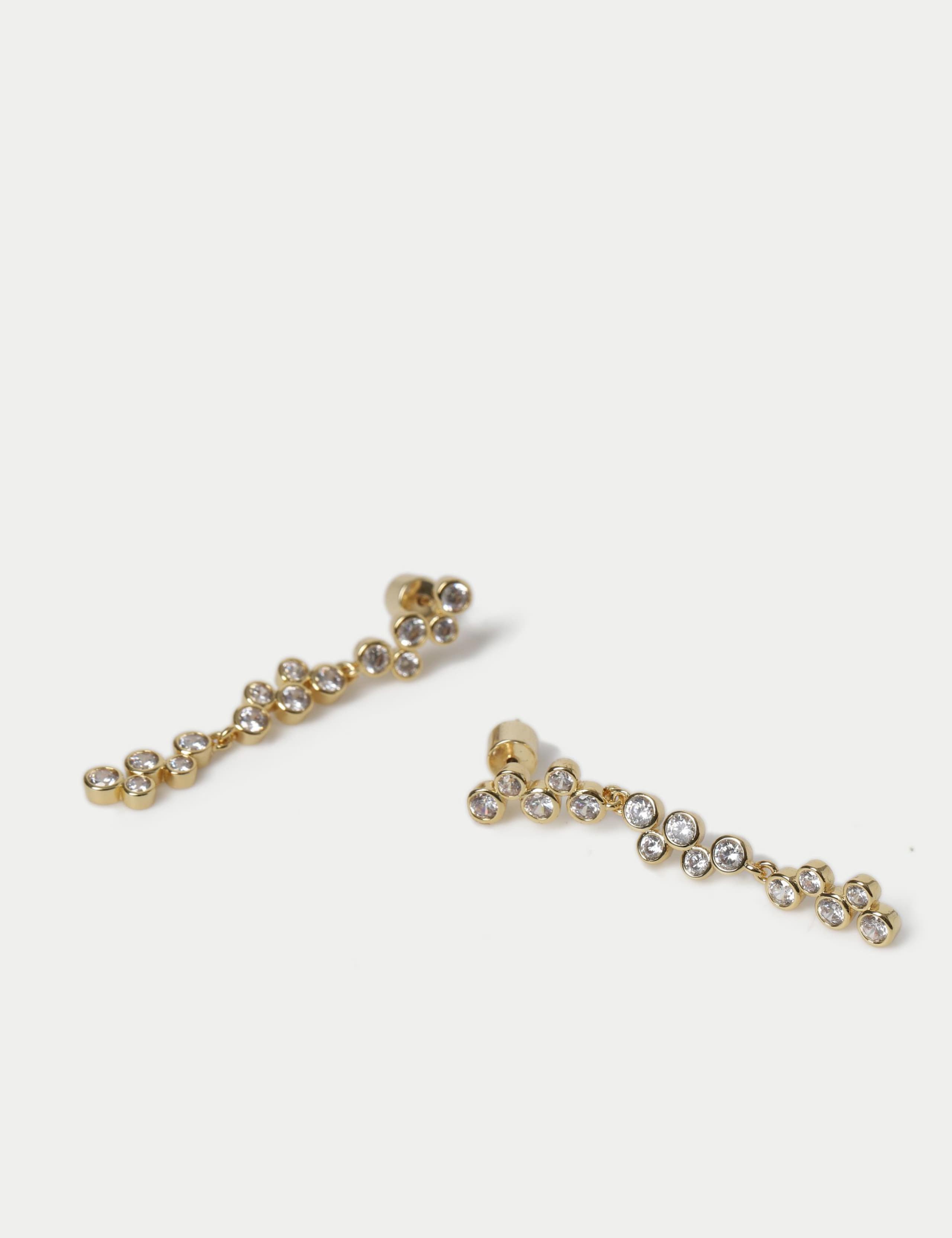 Cubic Zirconia Waterfall Earrings 14ct gold plated, imported from the UK