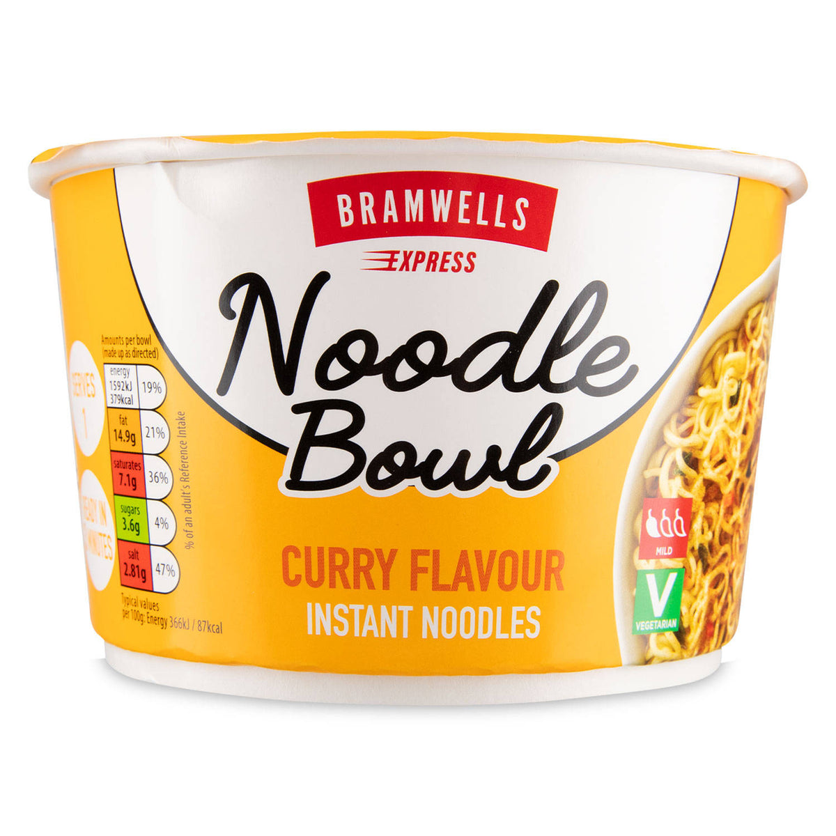 Curry flavour noodle bowl gluten free, imported from the UK