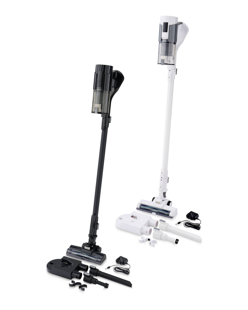 Cyclonic stick vacuum cleaner with motorised brush and LED lights (British brand)