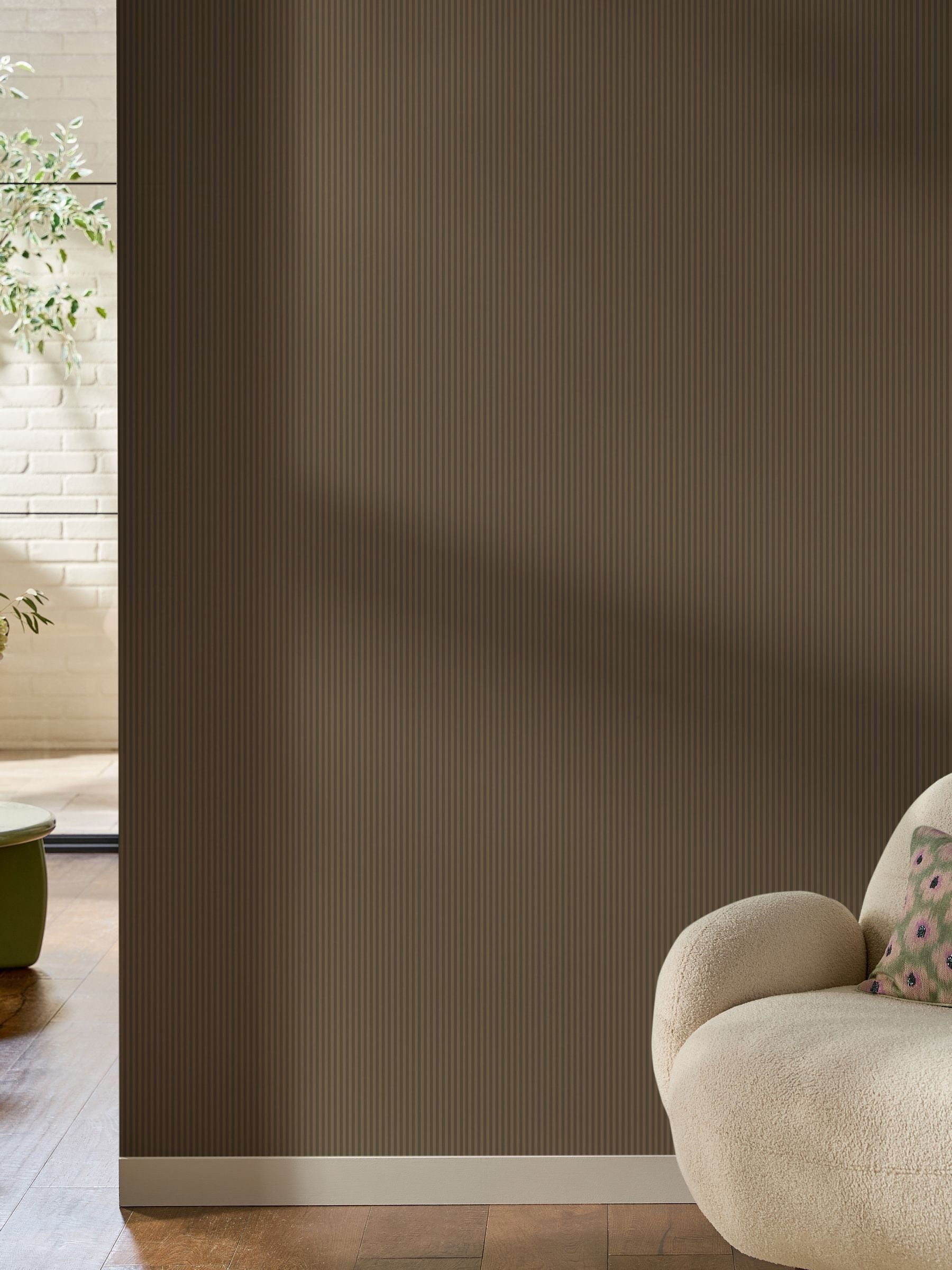 Soft Grey Ticking Stripe wallpaper sample A4 (British brand)