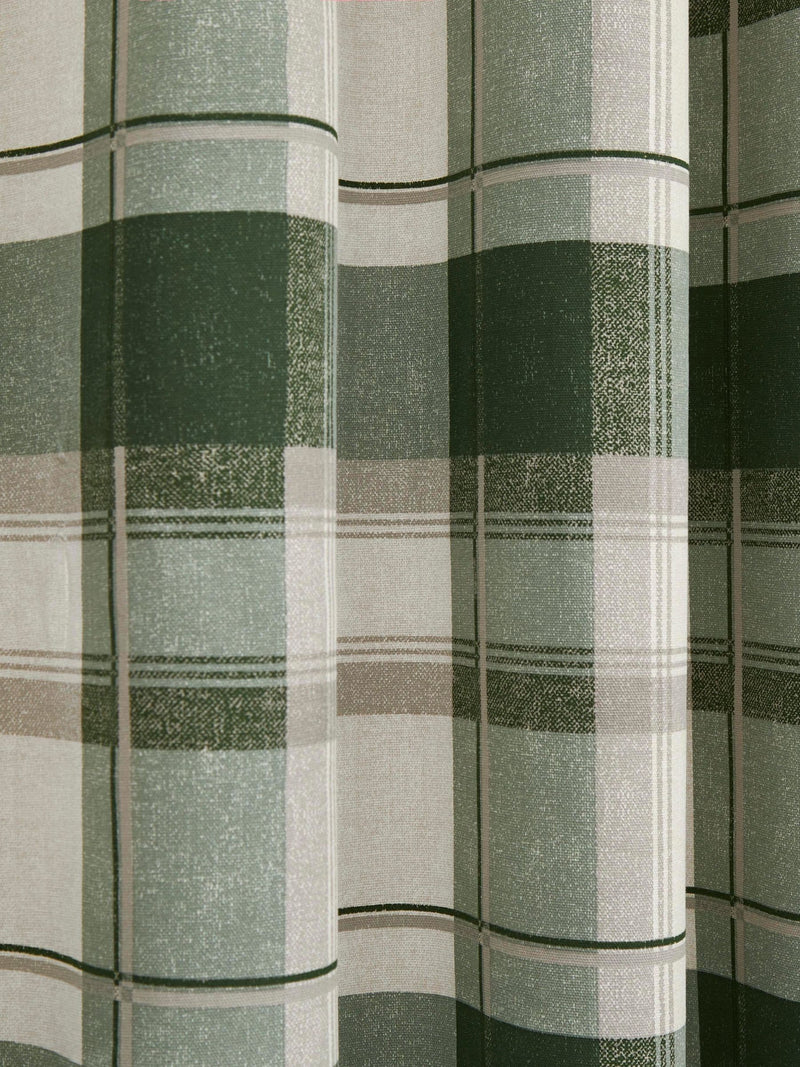 Fusion Green Balmoral Check eyelet curtains 229x183cm (British brand)