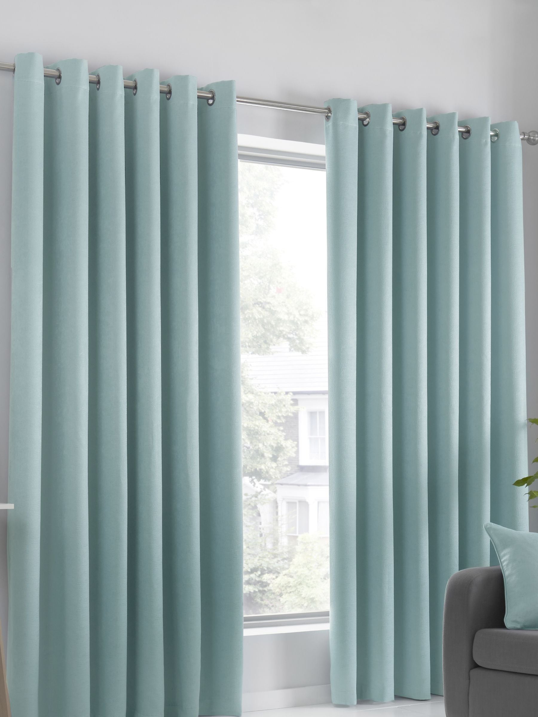 Fusion blue strata dimout curtains 229x183cm, UK version