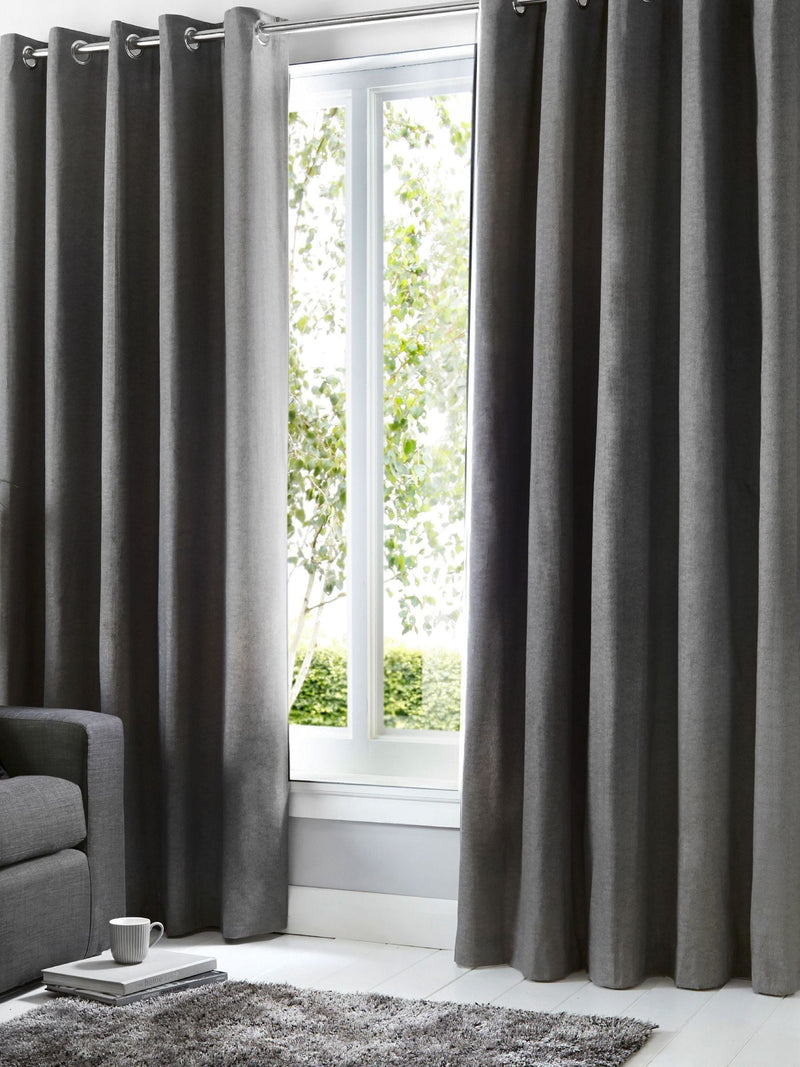 Fusion Grey Sorbonne Light Filtering Eyelet Curtains