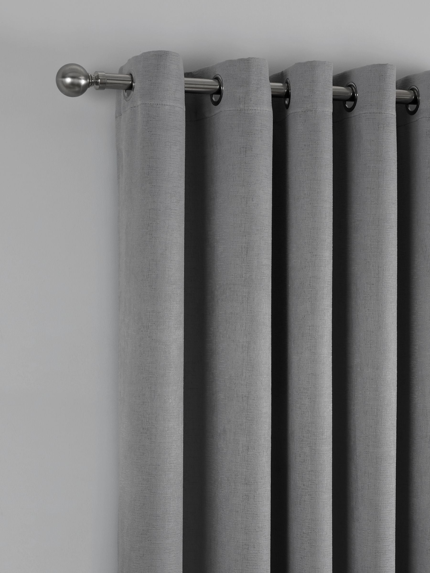 Fusion Silver Strata Light Filtering Woven Eyelet Curtains
