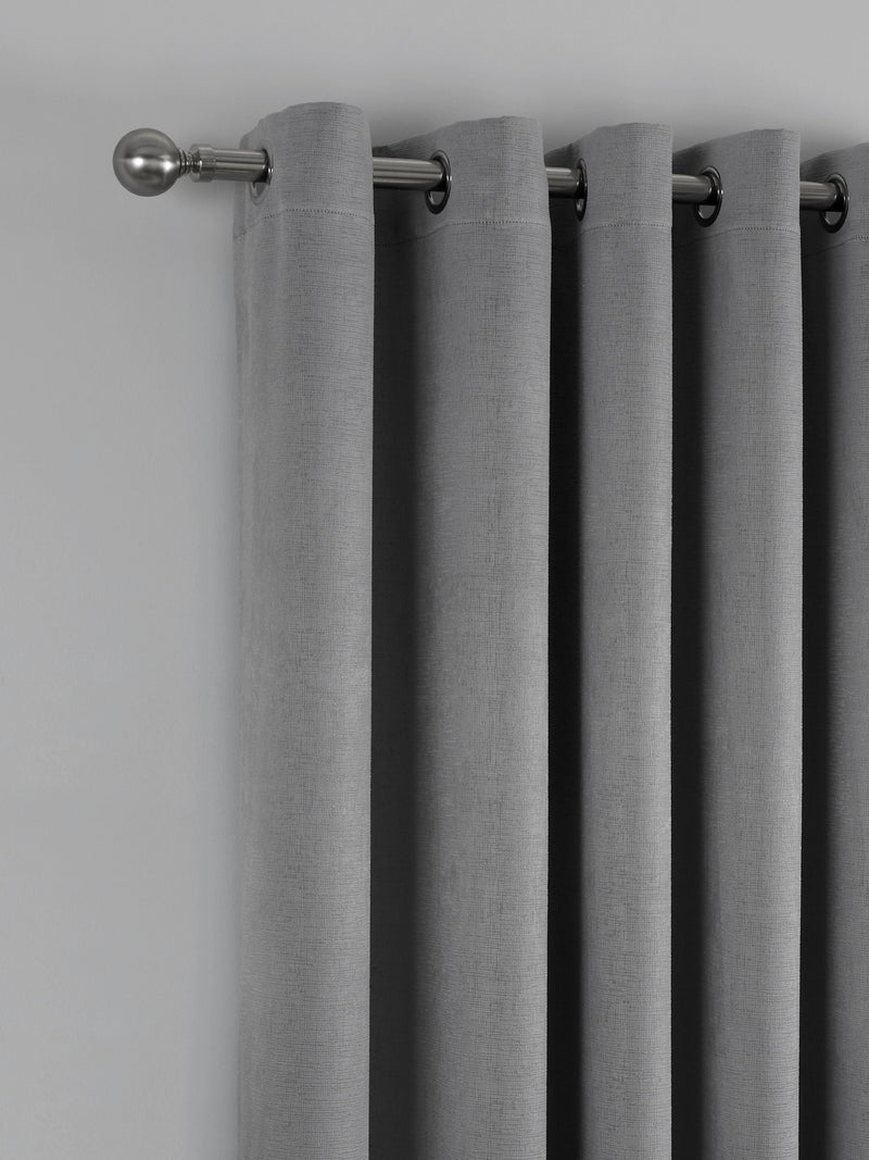 Fusion Silver Strata Light Filtering Woven Eyelet Curtains