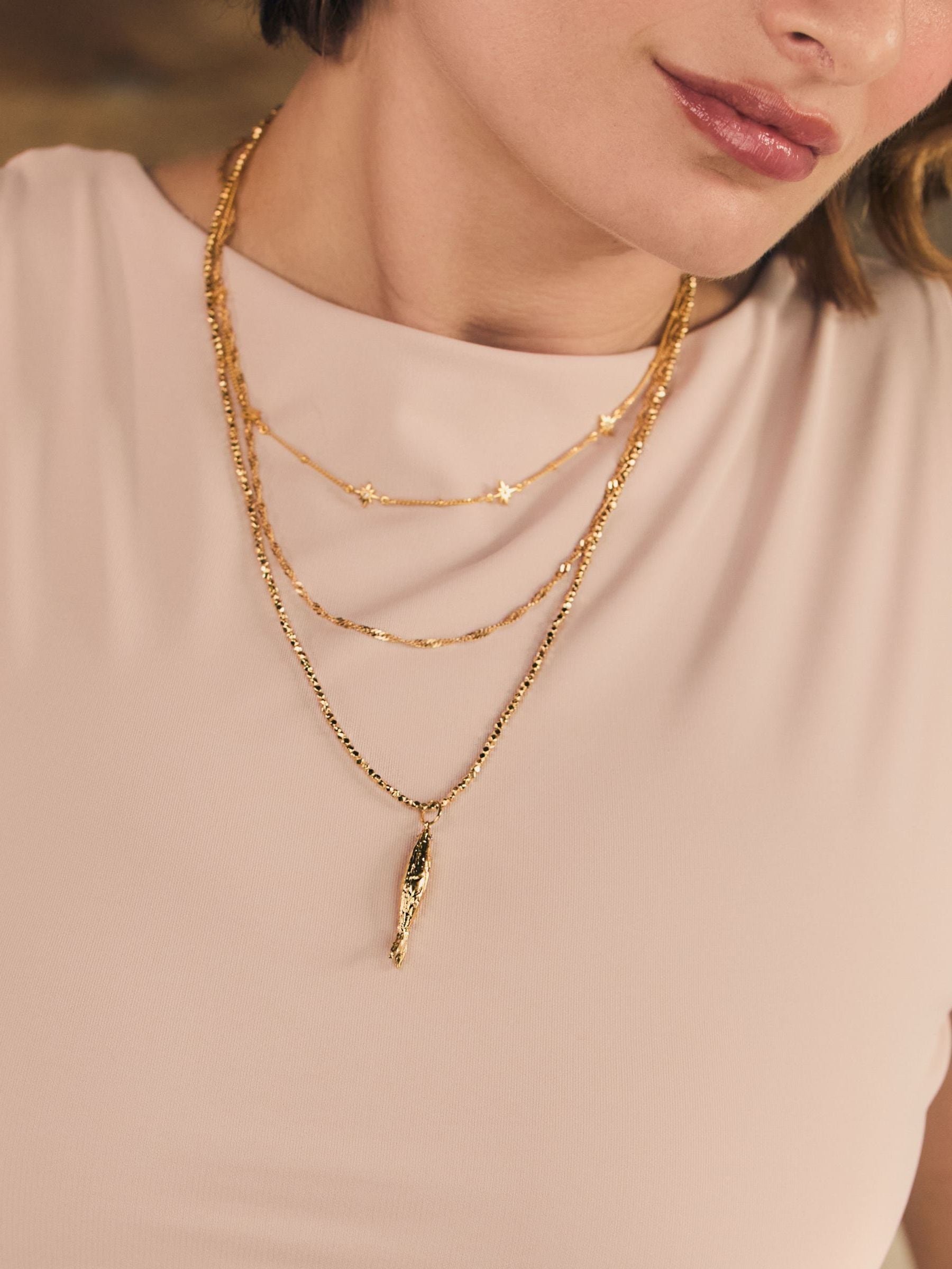 Carrie Elizabeth gold plated Soleil Chain Necklace, UK version