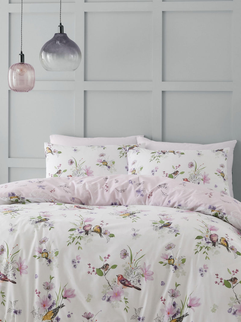 Catherine Lansfield Pink Songbird duvet cover set - British product