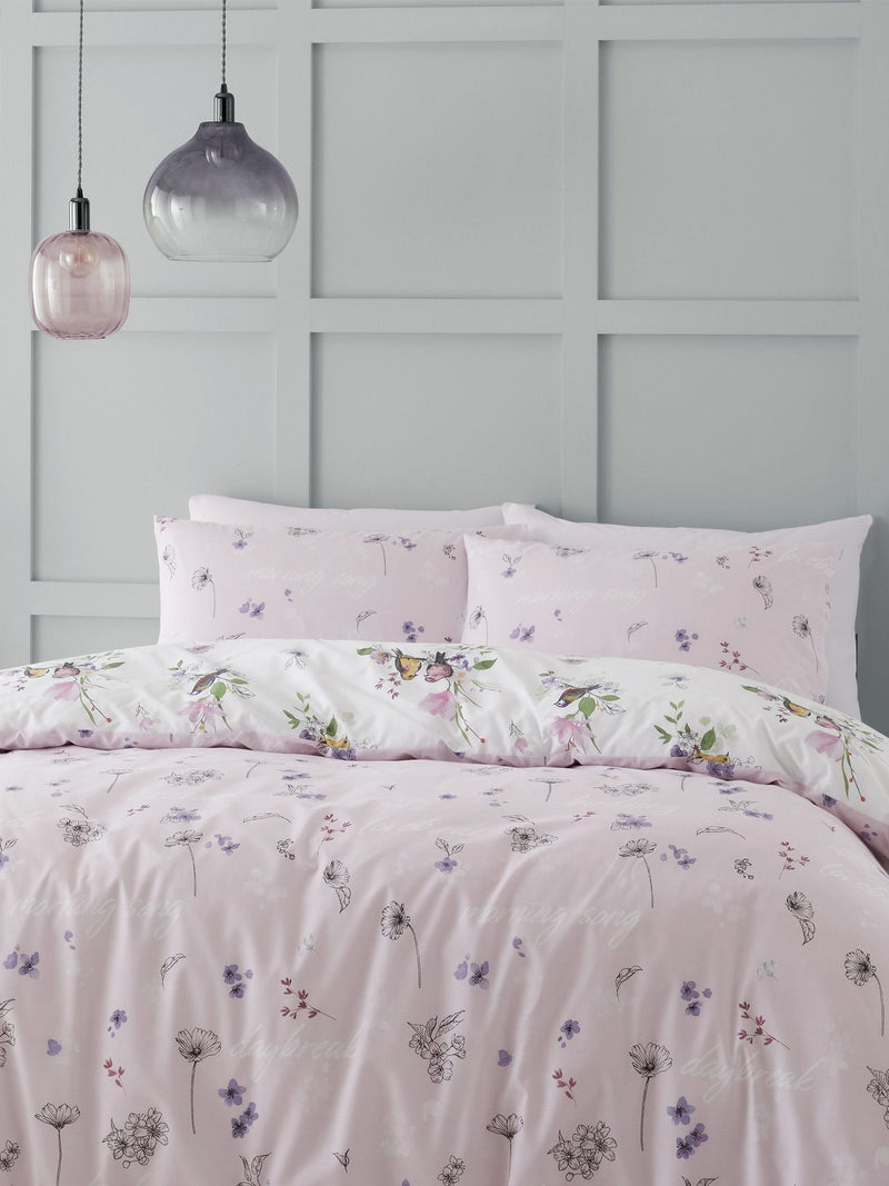 Catherine Lansfield Pink Songbird duvet cover set - British product