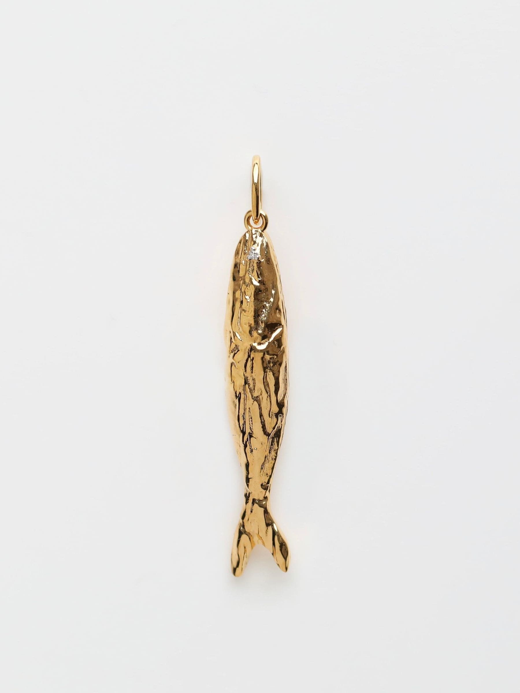 Carrie Elizabeth gold plated diamond fish pendant (British brand)