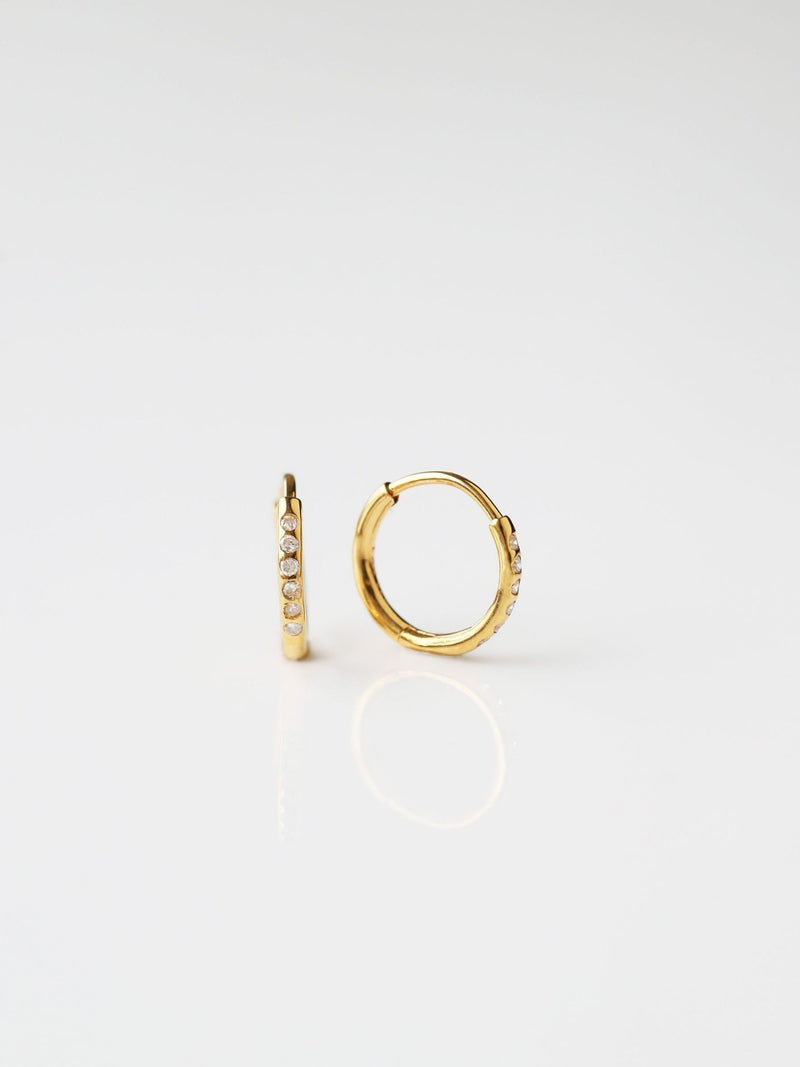 Carrie Elizabeth gold diamond mini hoop huggie earrings - British product