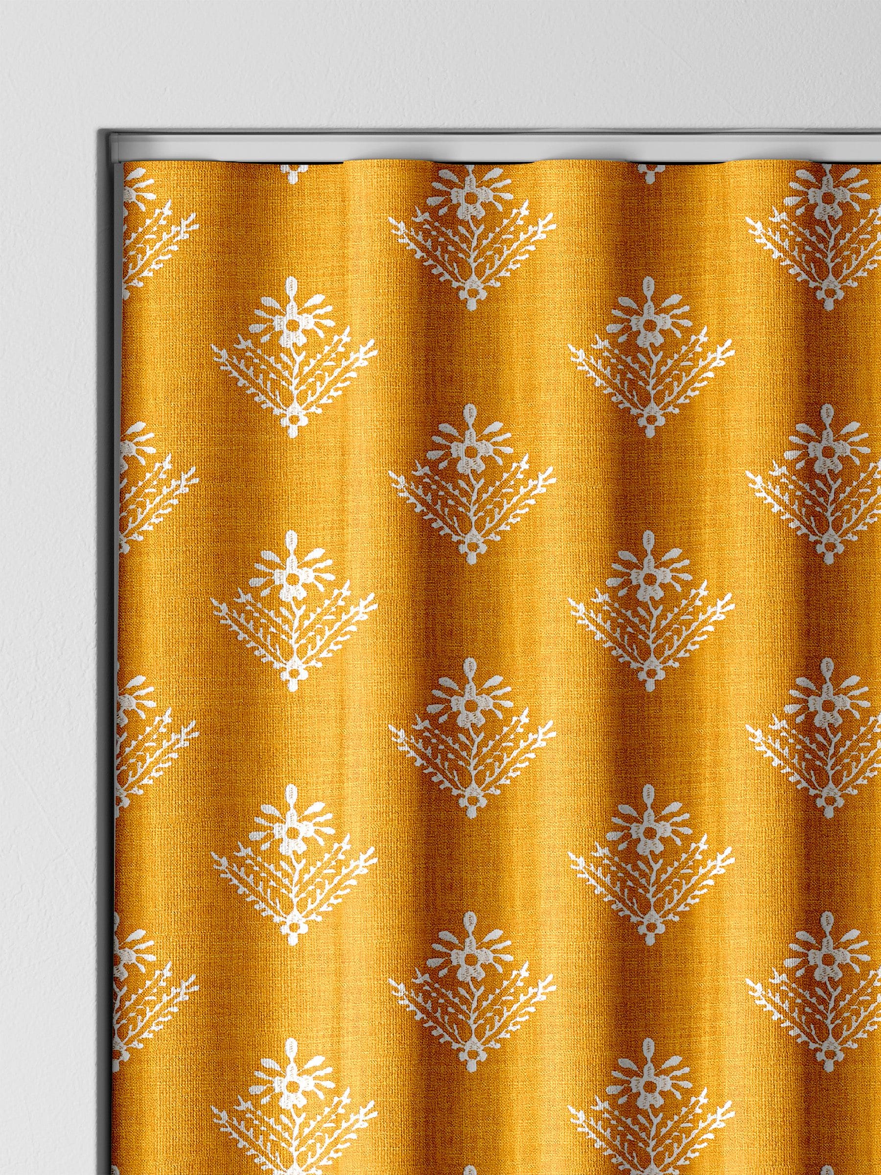 Laura Ashley Dijon Yellow Lady Fern made to measure curtains, UK version