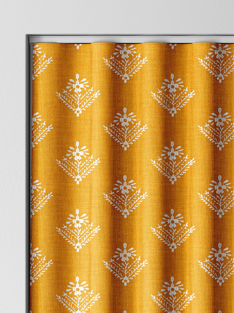 Laura Ashley Dijon Yellow Lady Fern made to measure curtains, UK version