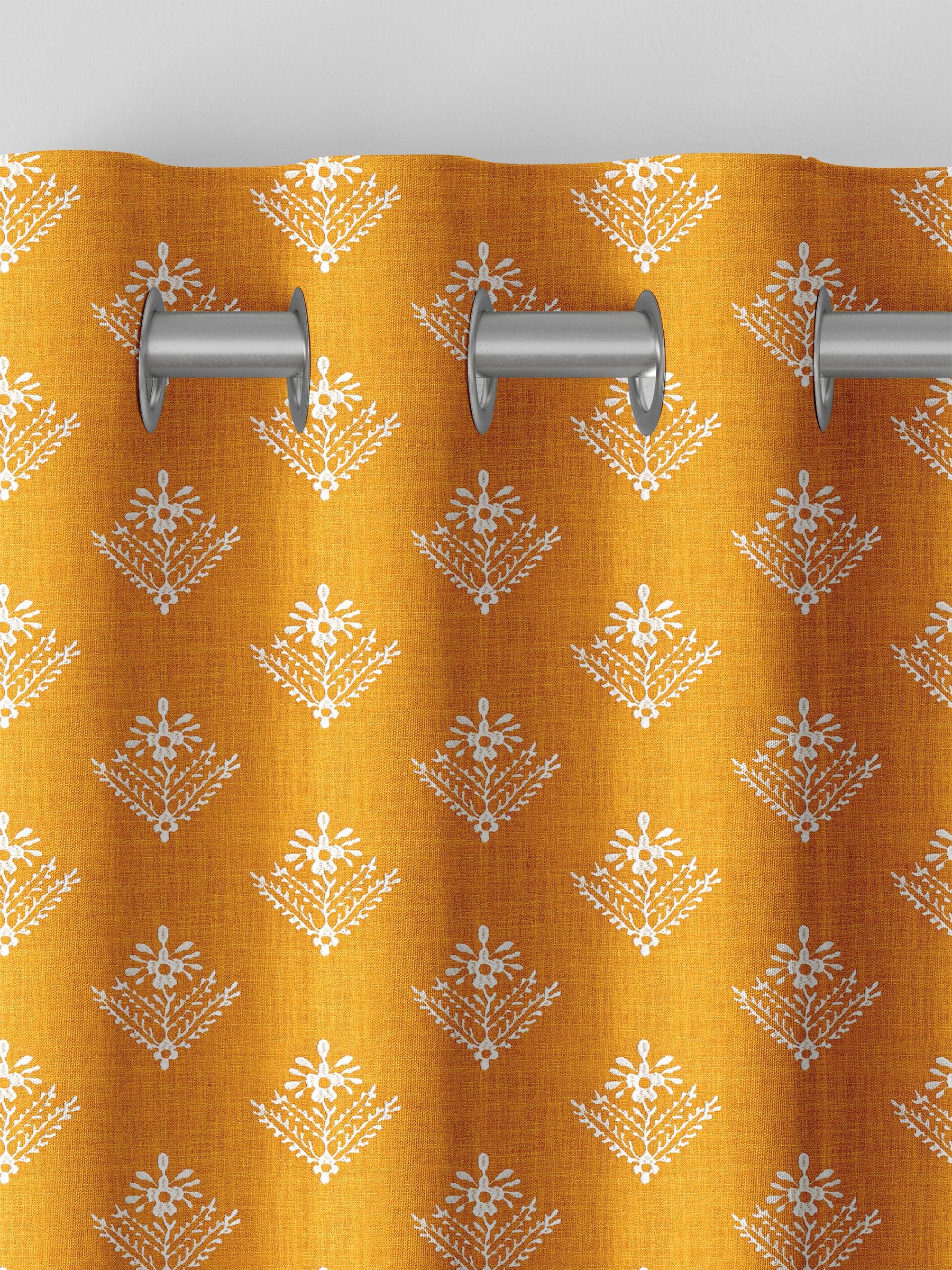 Laura Ashley Dijon Yellow Lady Fern made to measure curtains, UK version