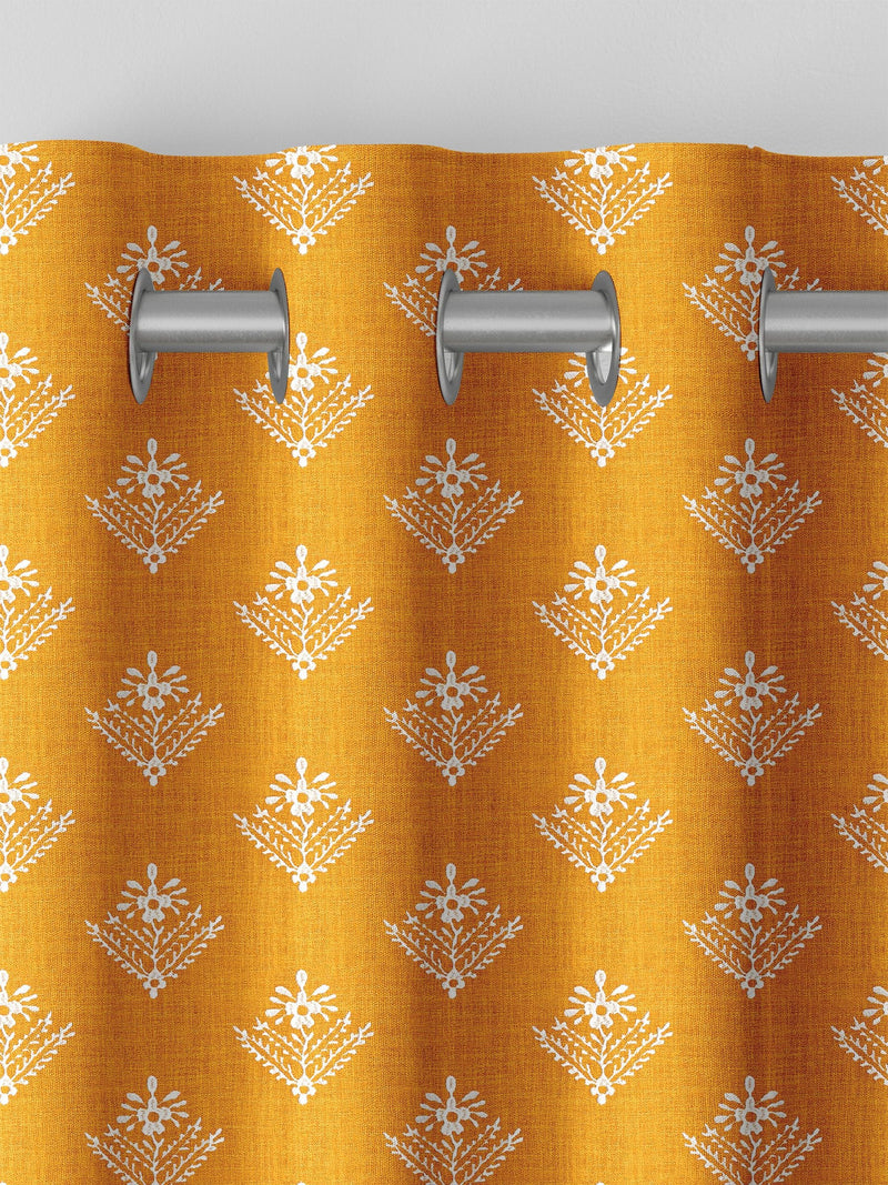 Laura Ashley Dijon Yellow Lady Fern made to measure curtains, UK version