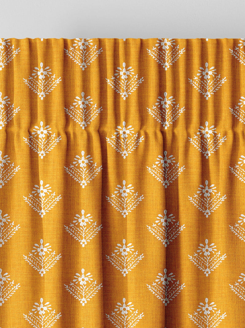 Laura Ashley Dijon Yellow Lady Fern made to measure curtains, UK version