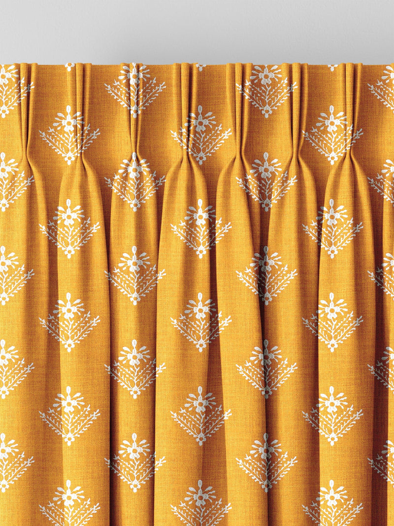 Laura Ashley Dijon Yellow Lady Fern made to measure curtains, UK version