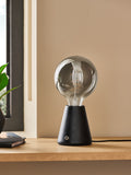 Black Bronx tapered wood table lamp, UK version