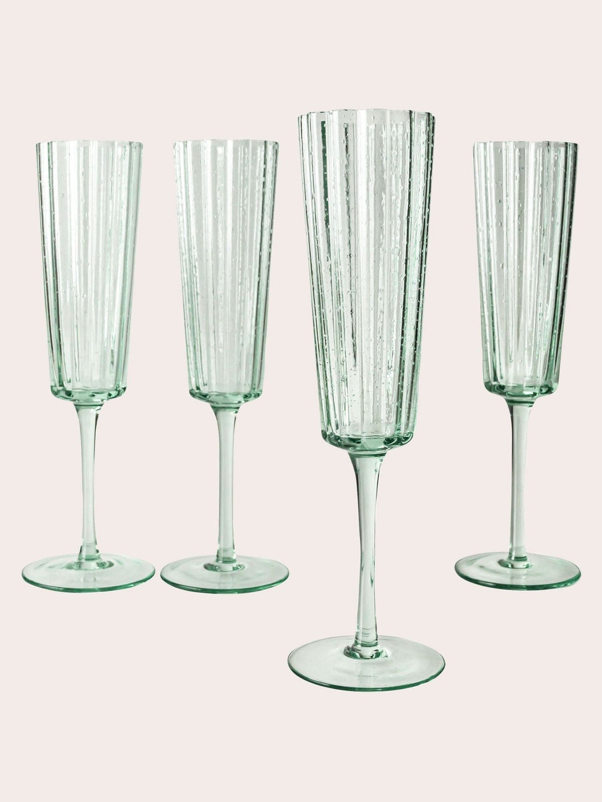 Laura Ashley green champagne glasses set of four 21cl, UK version