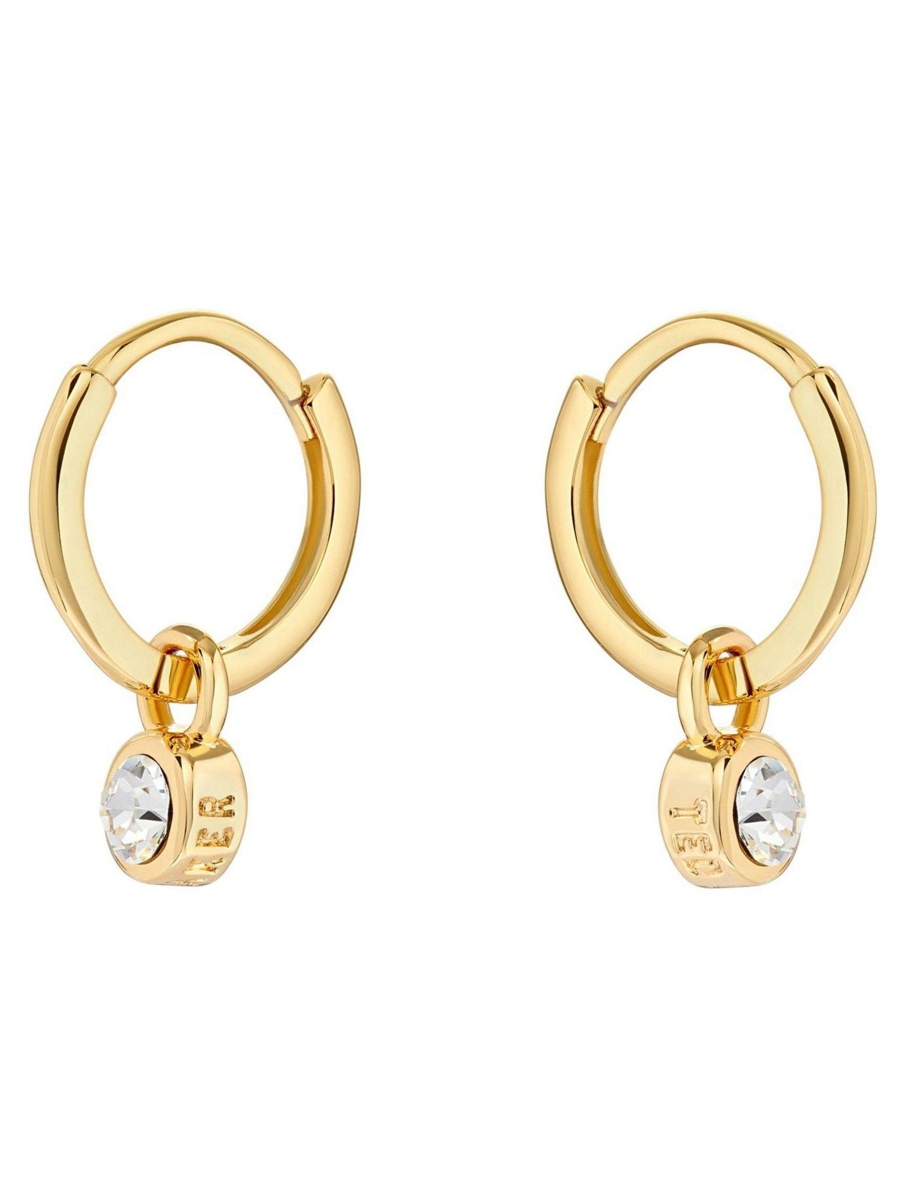 Ted Baker Huggie Earrings Gold Tone Clear Crystal 0.93cm (British brand)