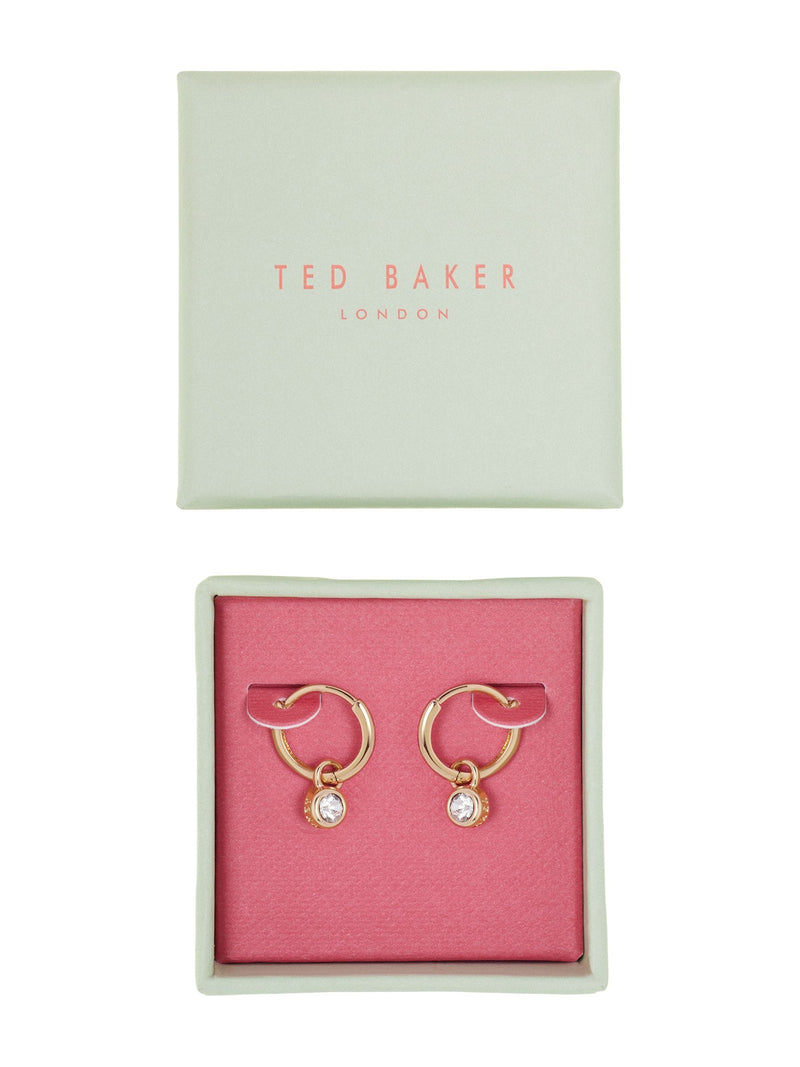 Ted Baker Huggie Earrings Gold Tone Clear Crystal 0.93cm (British brand)