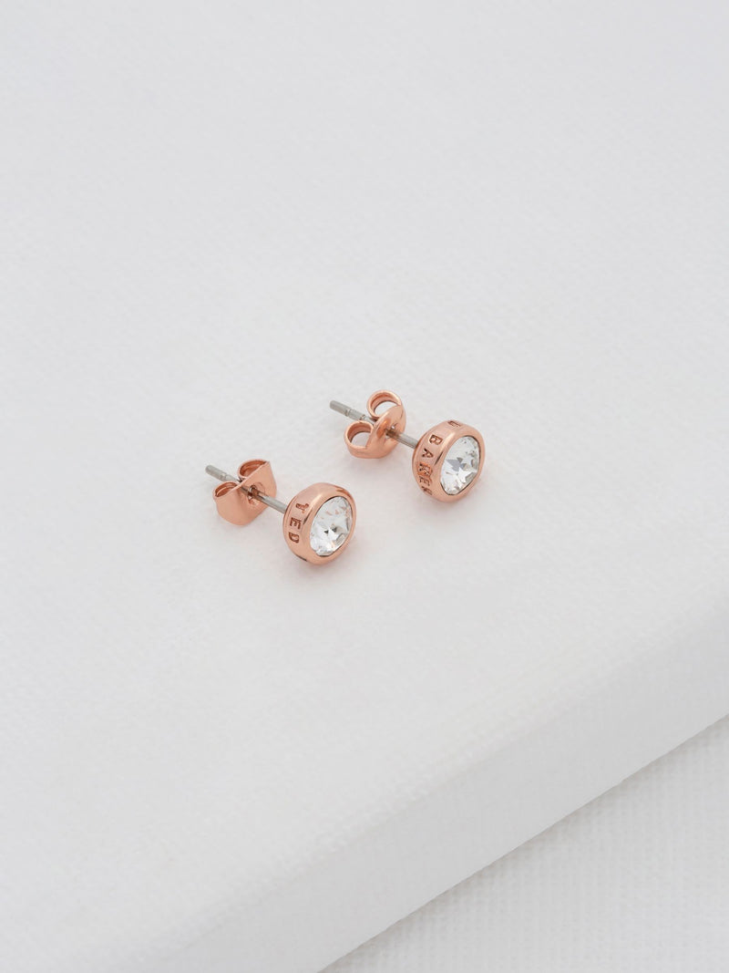 Ted Baker rose gold crystal stud earrings 0.6cm (British brand)