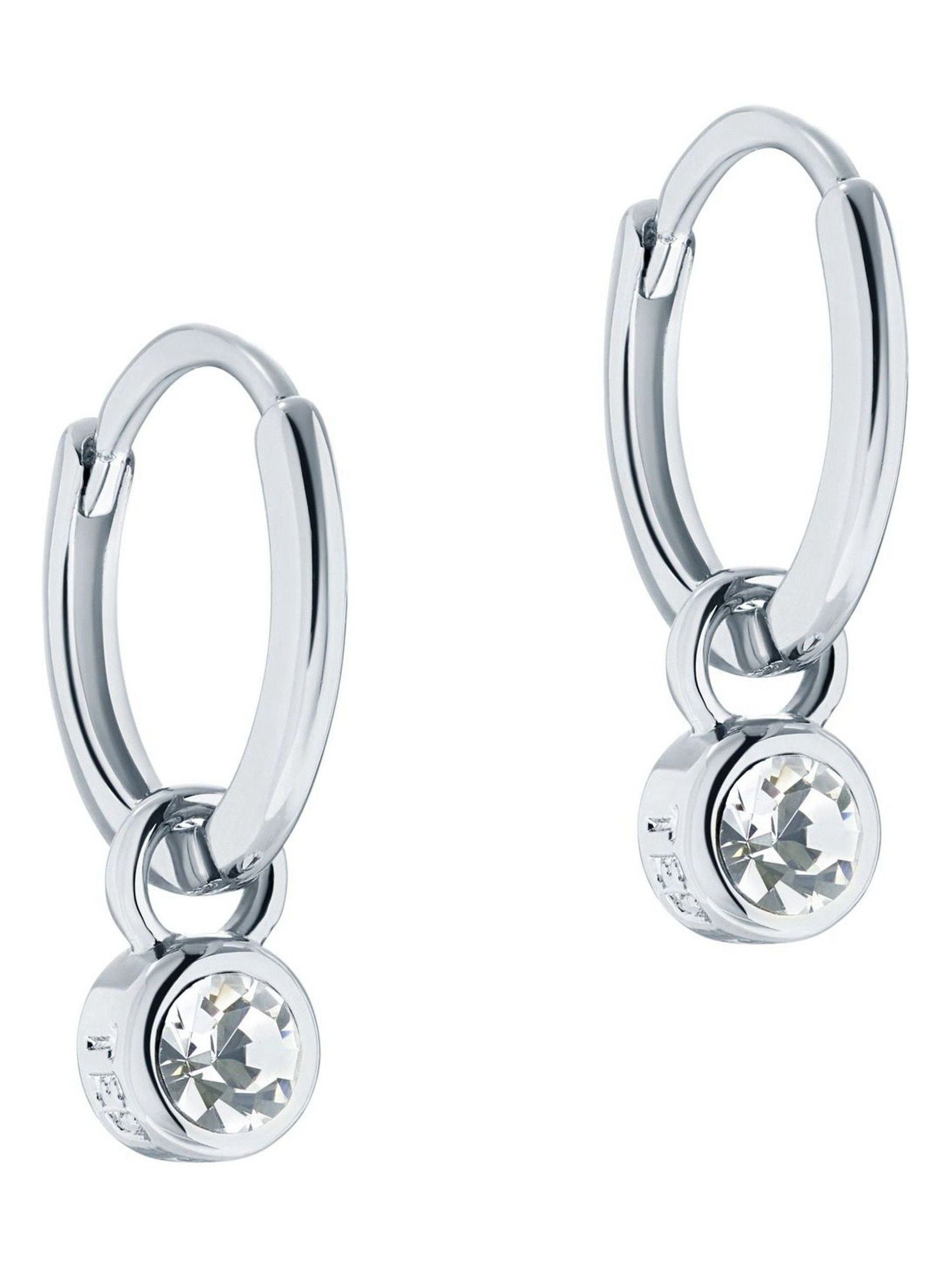 Ted Baker Sinalaa Silver Tone Crystal Huggie Earrings (British brand)