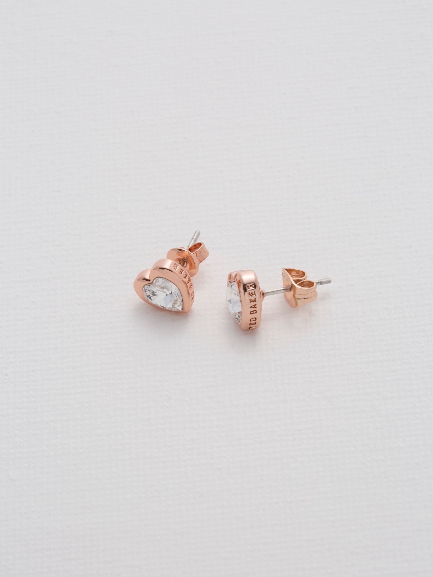 Ted Baker rose gold heart earrings, imported from the UK