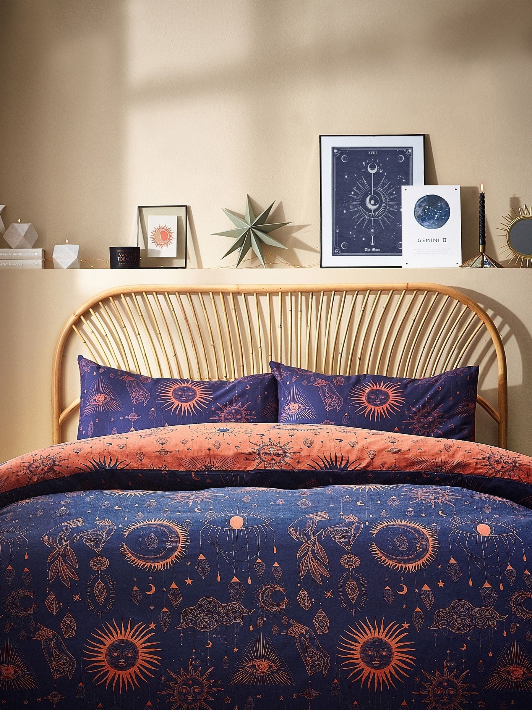 Furn Bronze/Navy Constellation Reversible Duvet Cover and Pillowcase Set